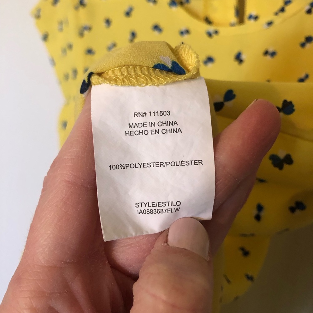 Lily White Lightweight Colorful Bright Yellow Printed Women's Blouse Top - Picture 4 of 6